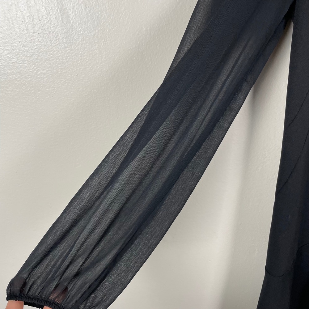 Tommy Hilfiger Women's 10 Shift Dress Black Sheer Sleeve Ruffle NEW - Picture 4 of 11
